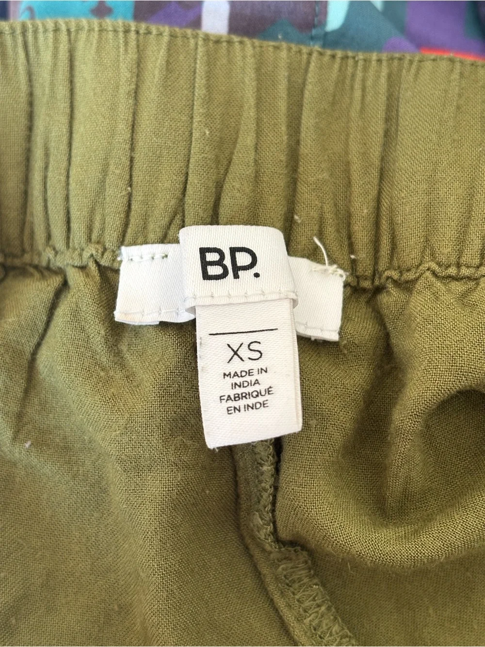 bp Olive Green Elastic Waist Shorts